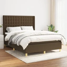 Box spring bed with dark brown fabric mattress 140x200 cm by , Beds and slatted bases - Ref: Foro24-3132316, Price: 494,66 €,...