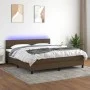 Cama box spring colchón luces LED tela marrón oscuro 160x200cm de , Camas y somieres - Ref: Foro24-3133248, Precio: 492,42 €,...