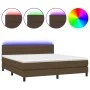 Cama box spring colchón luces LED tela marrón oscuro 160x200cm de , Camas y somieres - Ref: Foro24-3133248, Precio: 492,42 €,...