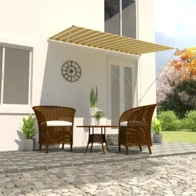 Toldo retráctil 250x150 cm amarillo y blanco by vidaXL, Awnings - Ref: Foro24-143754, Price: 44,98 €, Discount: %