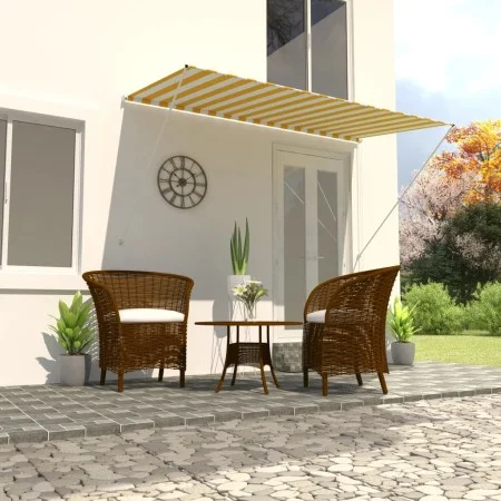 Toldo retráctil 250x150 cm amarillo y blanco de vidaXL, Toldos - Ref: Foro24-143754, Precio: 44,98 €, Descuento: %