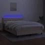 Box spring bed mattress and LED lights cream fabric 140x200 cm by , Beds and slatted bases - Ref: Foro24-3133402, Price: 454,...