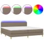 Box spring bed with LED mattress taupe gray fabric 200x200 cm by , Beds and slatted bases - Ref: Foro24-3133585, Price: 638,9...