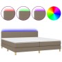 Cama box spring con colchón LED tela gris taupe 200x200 cm de , Camas y somieres - Ref: Foro24-3133585, Precio: 641,29 €, Des...