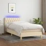 Box spring bed with mattress and LED cream fabric 90x200 cm by , Beds and slatted bases - Ref: Foro24-3133930, Price: 280,37 ...