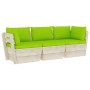 Sofá de palets de jardín 3 plazas con cojines madera de abeto by vidaXL, Garden sets - Ref: Foro24-3063407, Price: 246,72 €, ...