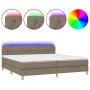 Box spring bed with LED mattress taupe gray fabric 200x200 cm by , Beds and slatted bases - Ref: Foro24-3133985, Price: 662,1...