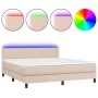 Box spring bed LED mattress cappuccino synthetic leather 180x200cm by , Beds and slatted bases - Ref: Foro24-3134122, Price: ...