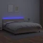 Box spring bed LED mattress cappuccino synthetic leather 180x200cm by , Beds and slatted bases - Ref: Foro24-3134122, Price: ...