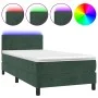 Box spring bed with mattress and LED dark green velvet 90x200 cm by , Beds and slatted bases - Ref: Foro24-3134264, Price: 32...