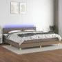 Box spring bed with LED mattress taupe gray fabric 200x200 cm by , Beds and slatted bases - Ref: Foro24-3133905, Price: 630,2...