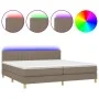Box spring bed with LED mattress taupe gray fabric 200x200 cm by , Beds and slatted bases - Ref: Foro24-3133905, Price: 630,2...