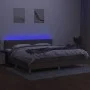 Box spring bed with LED mattress taupe gray fabric 200x200 cm by , Beds and slatted bases - Ref: Foro24-3133905, Price: 630,2...