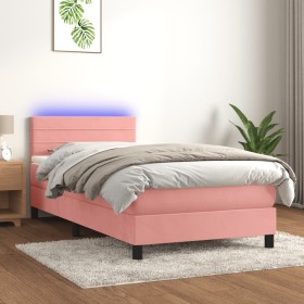 Boxspringbett mit Matratze und LED-Rosa-Samt 90x200 cm von , Betten und Lattenroste - Ref: Foro24-3134446, Preis: 293,40 €, R...