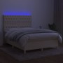 Cama box spring colchón y luces LED tela crema 140x190 cm de , Camas y somieres - Ref: Foro24-3135674, Precio: 531,75 €, Desc...