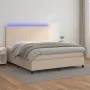 Cama box spring colchón LED cuero sintético capuchino 180x200cm de , Camas y somieres - Ref: Foro24-3135842, Precio: 630,98 €...