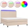 Box spring bed LED mattress cappuccino synthetic leather 180x200cm by , Beds and slatted bases - Ref: Foro24-3135842, Price: ...