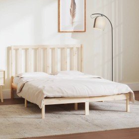 Estructura de cama sin colchón madera maciza de pino 135x190 cm Estructura de cama sin colchón madera maciza de pino 135x190 cm