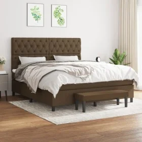 Box spring bed with dark brown fabric mattress 160x200 cm by , Beds and slatted bases - Ref: Foro24-3136848, Price: 618,50 €,...