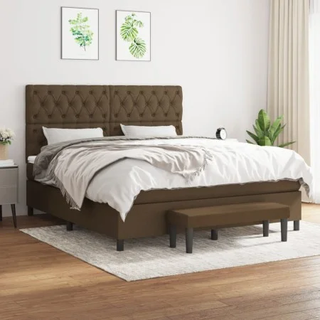 Box spring bed with dark brown fabric mattress 160x200 cm by , Beds and slatted bases - Ref: Foro24-3136848, Price: 618,50 €,...