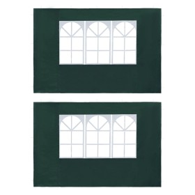 Paredes laterales de carpa de fiesta con ventana 2 uds PE verde