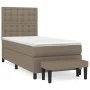 Box spring bed with taupe gray fabric mattress 100x200 cm by , Beds and slatted bases - Ref: Foro24-3136897, Price: 410,08 €,...