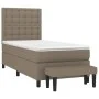 Box spring bed with taupe gray fabric mattress 100x200 cm by , Beds and slatted bases - Ref: Foro24-3136897, Price: 410,08 €,...