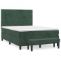 Cama box spring con colchón terciopelo verde oscuro 140x190 cm