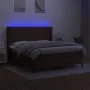 Boxspringbett-Matratze, LED-Leuchten, dunkelbrauner Stoff, 180 x 200 cm von , Betten und Lattenroste - Ref: Foro24-3138176, P...