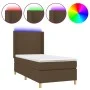 Boxspringbett-Matratze und LED-Leuchten aus dunkelbraunem Stoff, 80 x 200 cm von , Betten und Lattenroste - Ref: Foro24-31386...