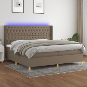 Cama box spring colchón y luces LED tela gris taupe 200x200 cm de , Camas y somieres - Ref: Foro24-3139145, Precio: 787,55 €,...