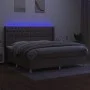 Box spring bed with mattress and LED lights taupe gray fabric 200x200 cm by , Beds and slatted bases - Ref: Foro24-3139145, P...