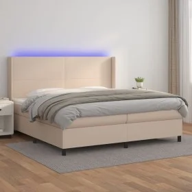 Boxspringbett LED Matratze Cappuccino Kunstleder 200x200cm von , Betten und Lattenroste - Ref: Foro24-3139288, Preis: 723,52 ...