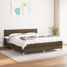 Box spring bed with dark brown fabric mattress 180x200 cm by , Beds and slatted bases - Ref: Foro24-3140476, Price: 530,22 €,...