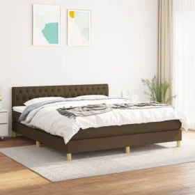 Box spring bed with dark brown fabric mattress 180x200 cm by , Beds and slatted bases - Ref: Foro24-3140876, Price: 550,77 €,...