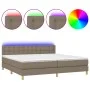 Box spring bed with LED mattress taupe gray fabric 200x200 cm by , Beds and slatted bases - Ref: Foro24-3134065, Price: 644,9...