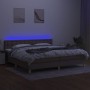 Cama box spring con colchón LED tela gris taupe 20