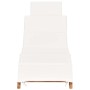 Tumbona plegable con cojín blanco crema madera maciza de teca