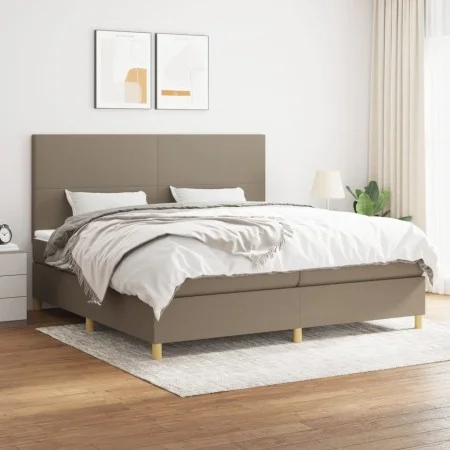 Box spring bed with taupe gray fabric mattress 200x200 cm by , Beds and slatted bases - Ref: Foro24-3142205, Price: 735,30 €,...
