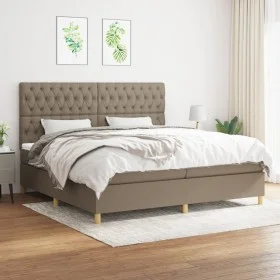 Box spring bed with taupe gray fabric mattress 200x200 cm by , Beds and slatted bases - Ref: Foro24-3142605, Price: 777,98 €,...