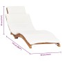 Tumbona plegable con cojín blanco crema madera maciza de teca