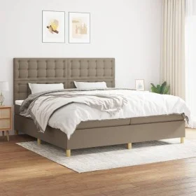 Box spring bed with taupe gray fabric mattress 200x200 cm by , Beds and slatted bases - Ref: Foro24-3142685, Price: 744,83 €,...