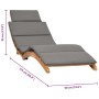 Tumbona plegable con cojín verde oscuro madera maciza de teca