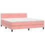 Box spring bed with pink velvet mattress 160x200 cm by , Beds and slatted bases - Ref: Foro24-3141376, Price: 441,15 €, Disco...
