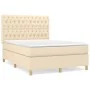 Box spring bed with cream fabric mattress 140x190 cm by , Beds and slatted bases - Ref: Foro24-3142574, Price: 526,91 €, Disc...