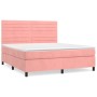 Cama box spring con colchón terciopelo rosa 160x200 cm