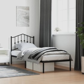 Estructura de cama con cabecero metal negro 90x200