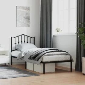 Bed frame with black metal headboard 80x200 cm by , Beds and slatted bases - Ref: Foro24-373780, Price: 65,03 €, Discount: %