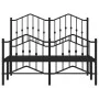 Bed frame with headboard and black metal footboard 120x190cm by , Beds and slatted bases - Ref: Foro24-373804, Price: 98,34 €...