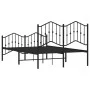 Bed frame with headboard and black metal footboard 120x190cm by , Beds and slatted bases - Ref: Foro24-373804, Price: 98,34 €...